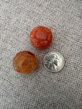 RARE Vintage Chinese Carved Carnelian Beads